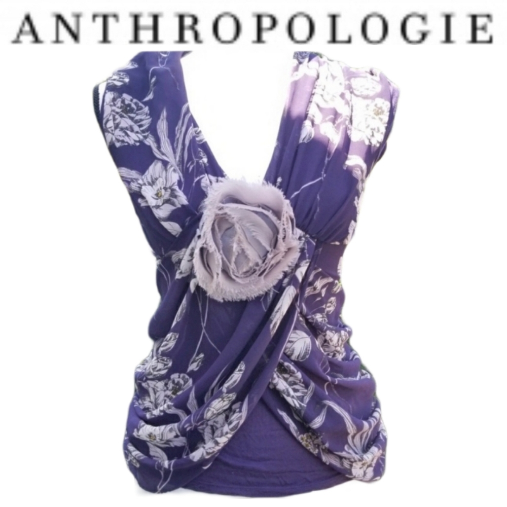 Anthropologie "Deletta" midnight rose top size XS